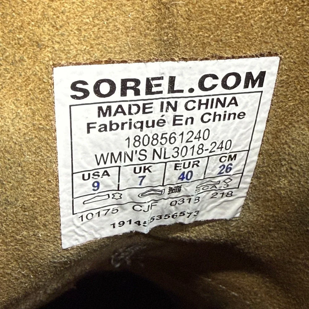 Sorel Joan Of‎ Arctic Wedge Boots 9 Beige Leather Waterproof Modern Minimalist